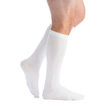 EvoNation Men's Classic Ribbed 15-20 mmHg Knee High, White, Side View