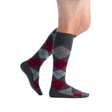 EvoNation Patterns Classic Argyle 15-20 mmHg Knee High, Red, Side View