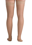 EvoNation Everyday Sheer 20-30 mmHg Thigh High w/ Lace Top Band, Beige, Back View