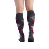 EvoNation Patterns Classic Argyle 15-20 mmHg Knee High, Red, Back View